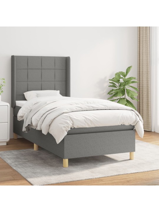 Box spring postel s matrací tmavě šedá 90x190 cm textil