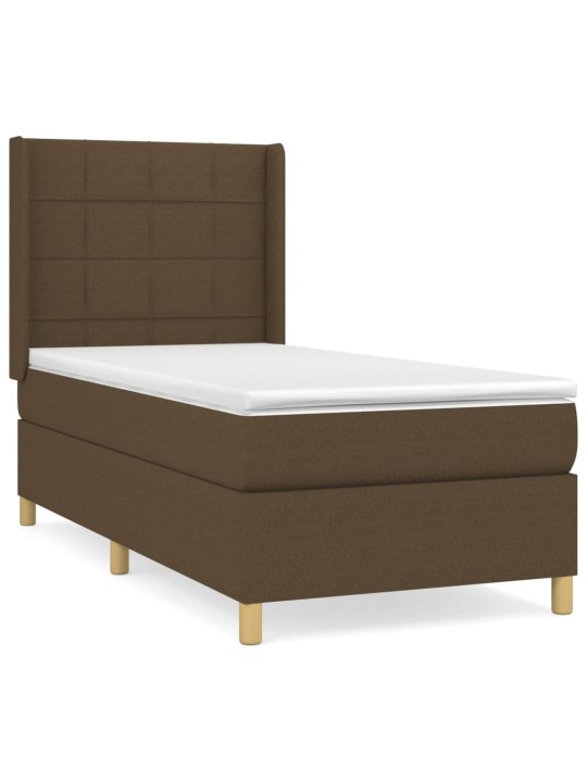 Box spring postel s matrací tmavě hnědá 90x200 cm textil