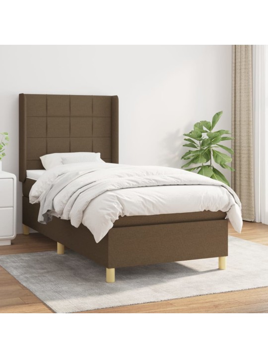 Box spring postel s matrací tmavě hnědá 90x200 cm textil