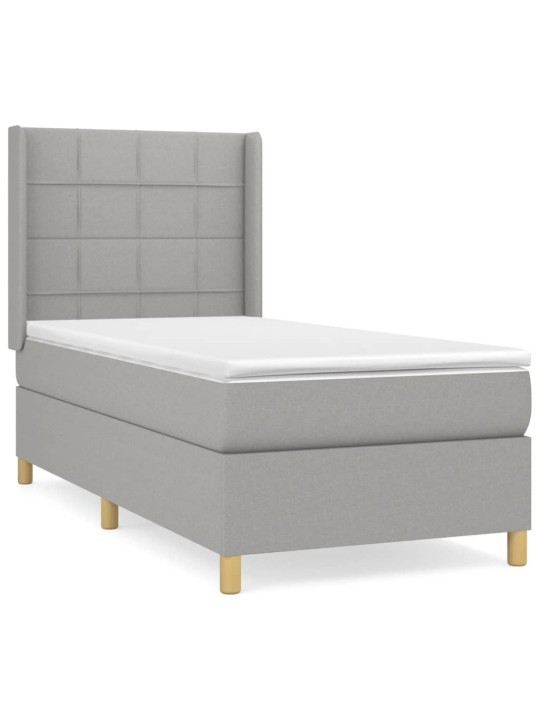 Box spring postel s matrací světle šedý 100 x 200 cm textil