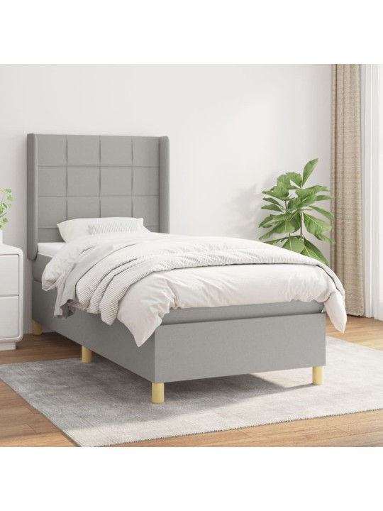 Box spring postel s matrací světle šedý 100 x 200 cm textil