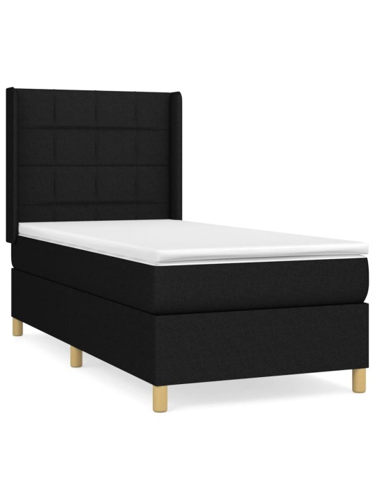 Box spring postel s matrací černá 100 x 200 cm textil