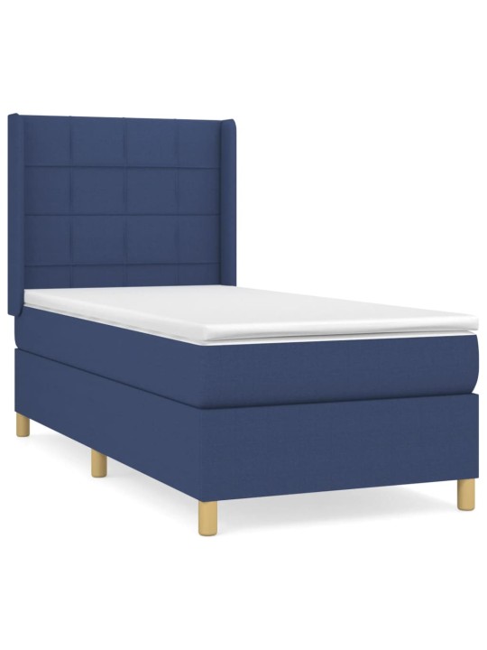 Box spring postel s matrací modrá 100 x 200 cm textil