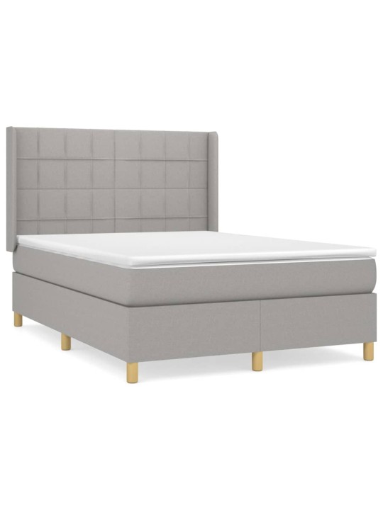 Box spring postel s matrací světle šedá 140 x 190 cm textil