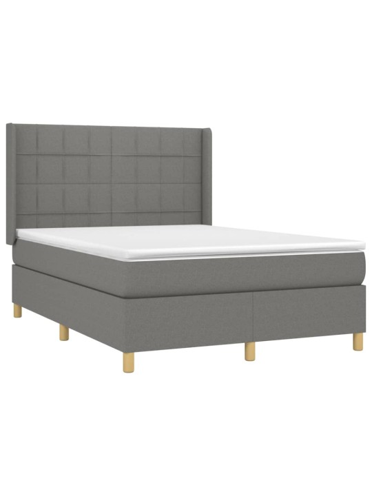 Box spring postel s matrací tmavě šedý 140 x 190 cm textil