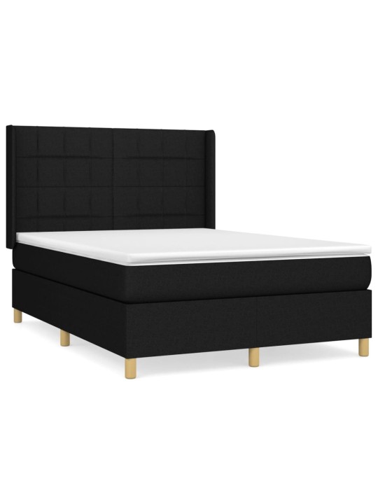Box spring postel s matrací černá 140 x 190 cm textil
