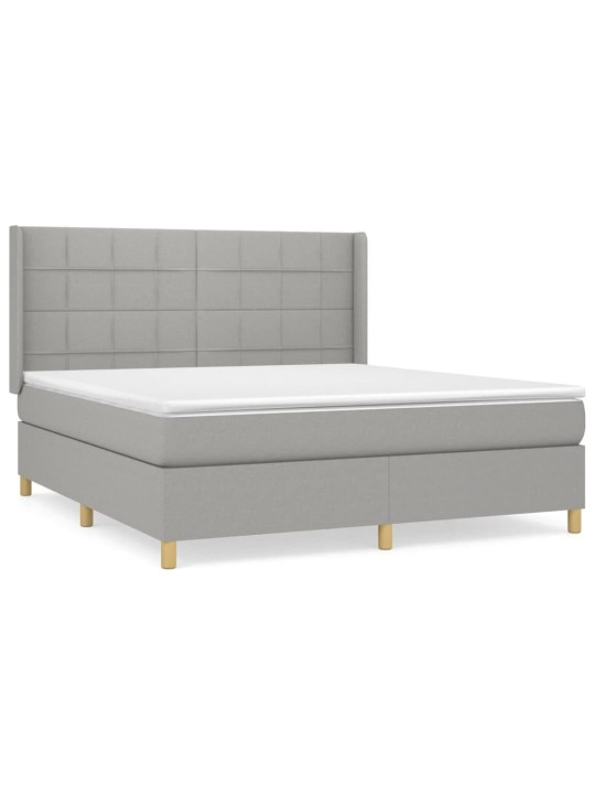 Box spring postel s matrací světle šedá 160 x 200 cm textil