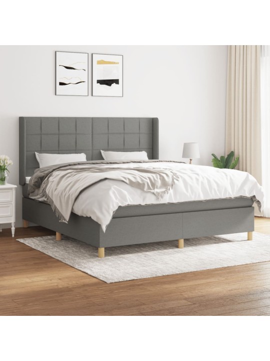 Box spring postel s matrací tmavě šedá 160x200 cm textil