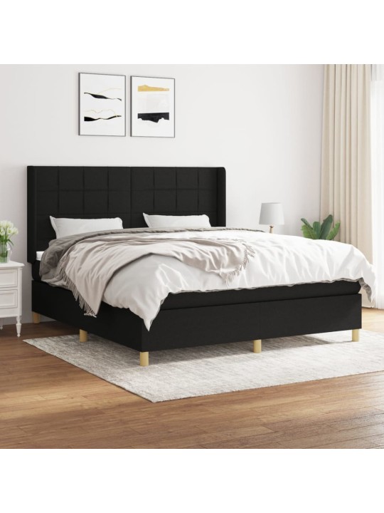 Box spring postel s matrací černá 160x200 cm textil