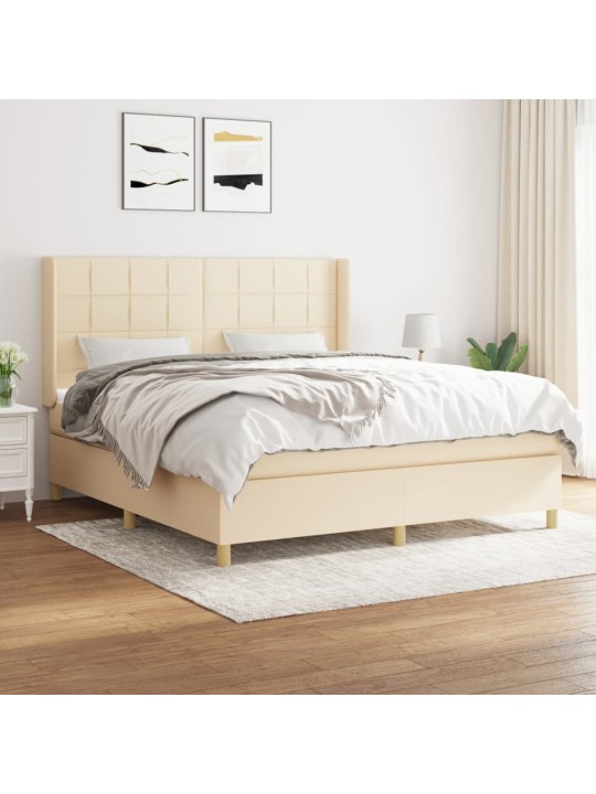 Box spring postel s matrací krémová 160x200 cm textil