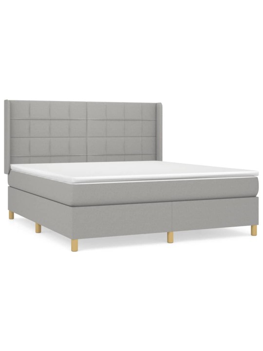 Box spring postel s matrací světle šedá 180 x 200 cm textil