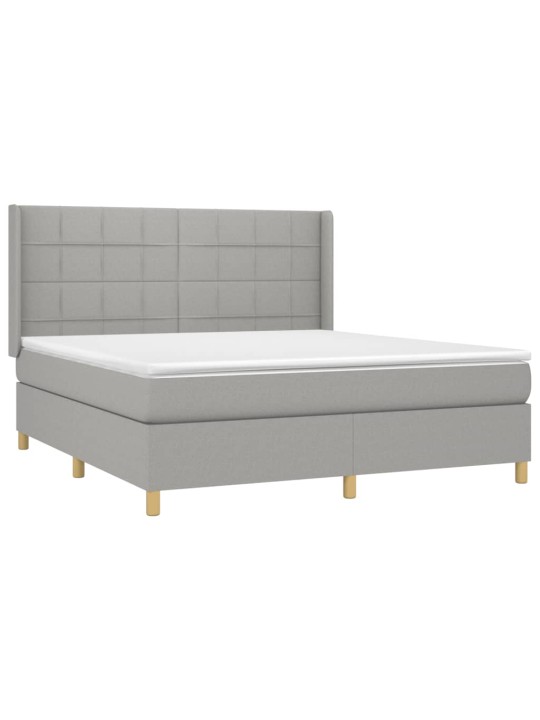 Box spring postel s matrací světle šedá 180 x 200 cm textil