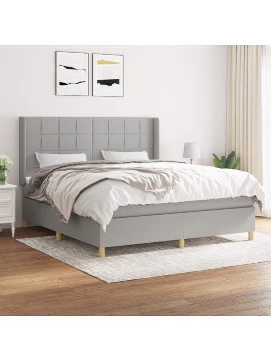 Box spring postel s matrací světle šedá 180 x 200 cm textil