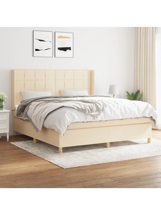 Box spring postel s matrací krémová 180x200 cm textil