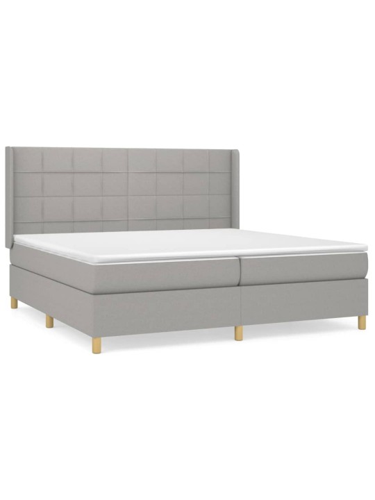 Box spring postel s matrací světle šedá 200 x 200 cm textil