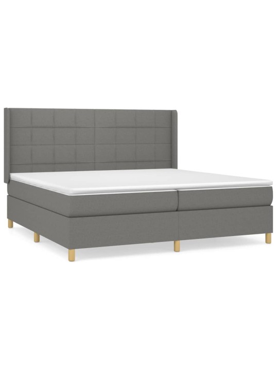 Box spring postel s matrací tmavě šedá 200x200 cm textil