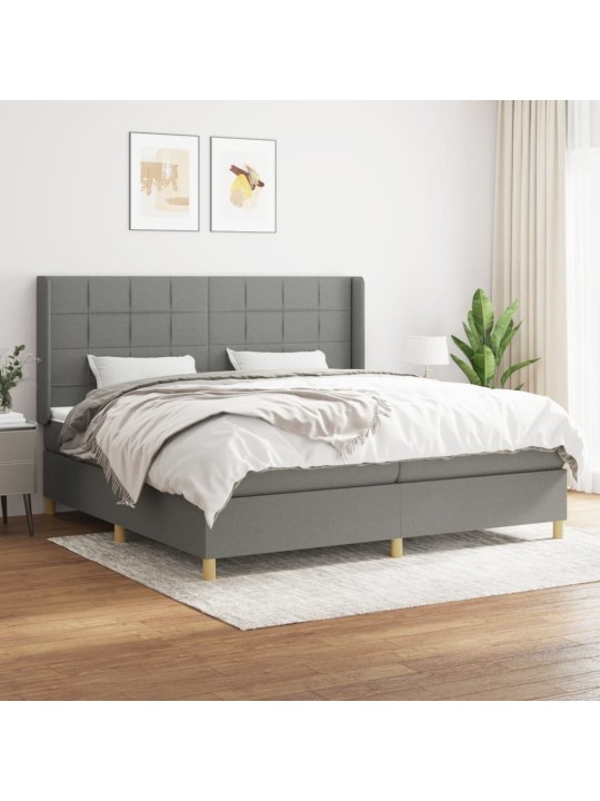 Box spring postel s matrací tmavě šedá 200x200 cm textil