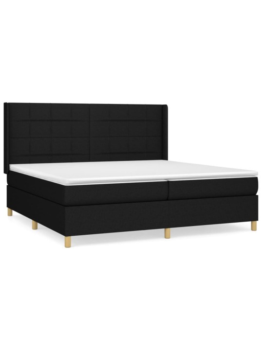 Box spring postel s matrací černá 200x200 cm textil
