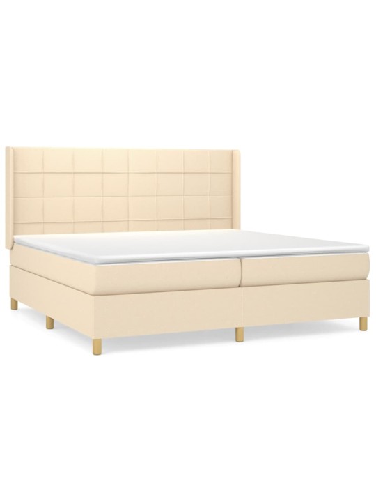 Box spring postel s matrací krémová 200x200 cm textil