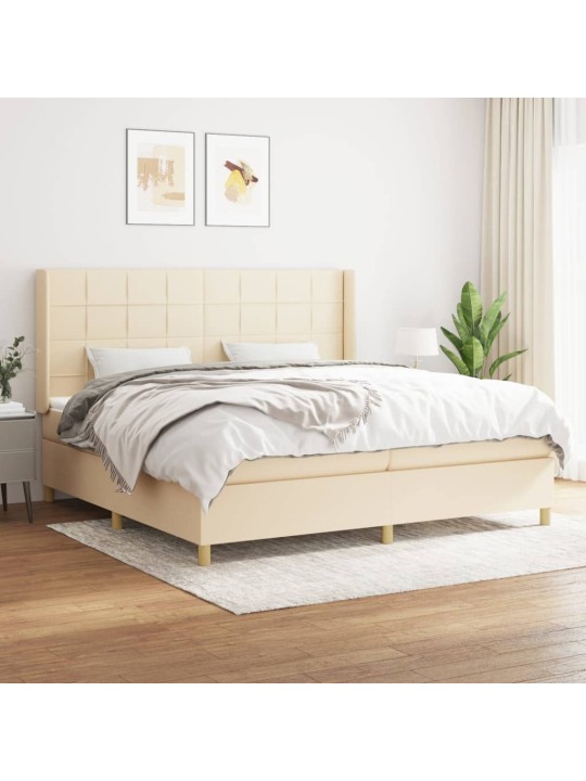 Box spring postel s matrací krémová 200x200 cm textil
