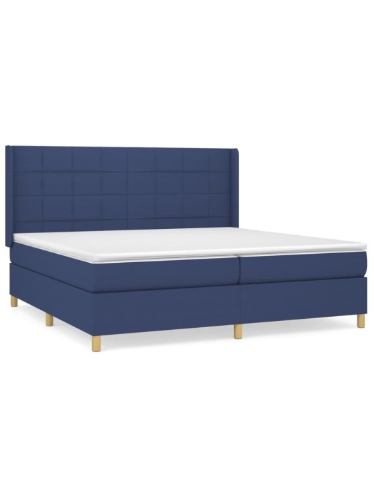 Box spring postel s matrací modrá 200x200 cm textil