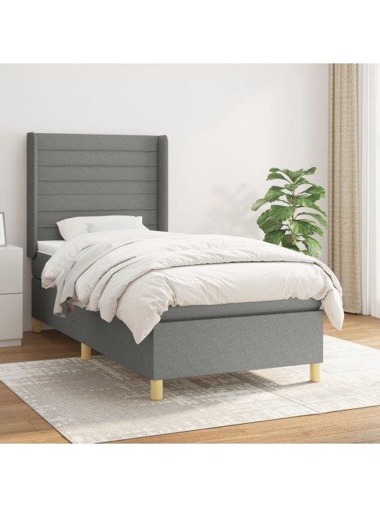Box spring postel s matrací tmavě šedá 90x190 cm textil