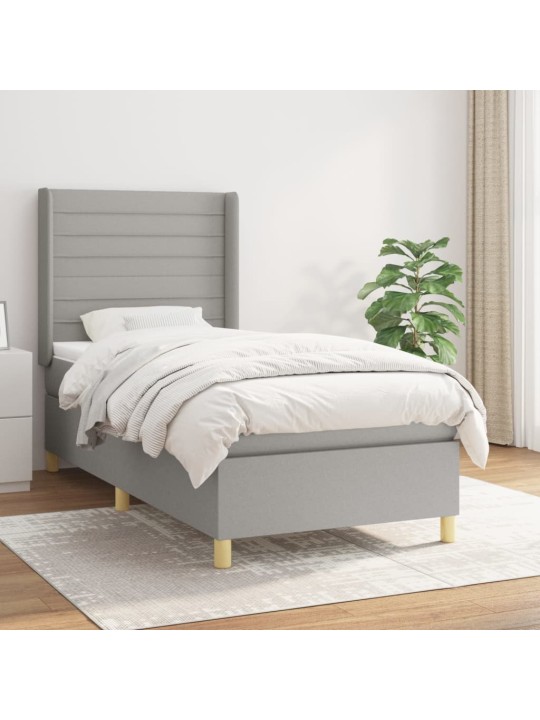 Box spring postel s matrací světle šedý 100 x 200 cm textil