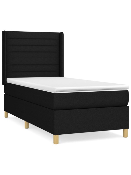 Box spring postel s matrací černá 100 x 200 cm textil