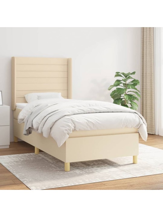 Box spring postel s matrací krémová 100 x 200 cm textil