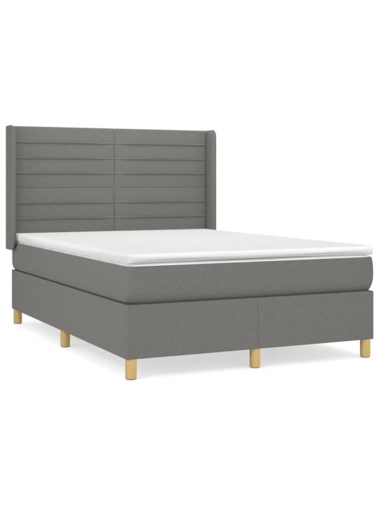 Box spring postel s matrací tmavě šedý 140 x 190 cm textil