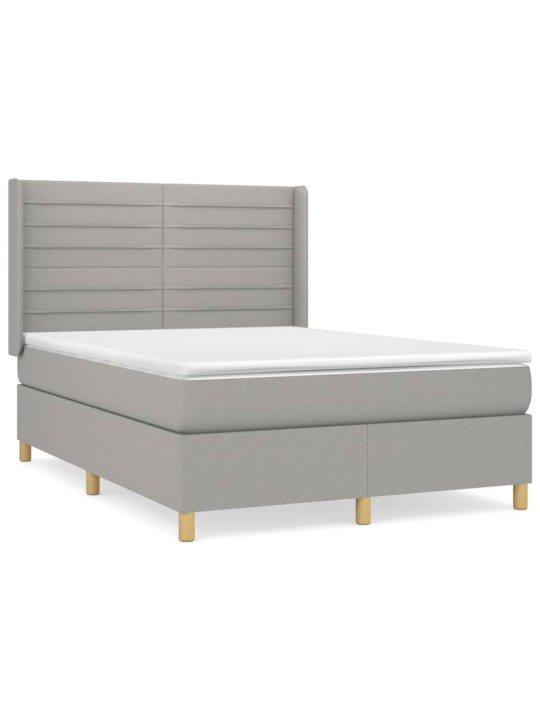 Box spring postel s matrací světle šedá 140 x 200 cm textil