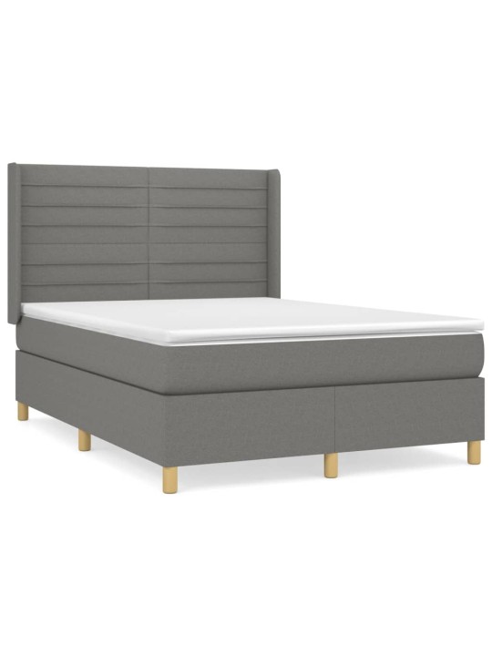 Box spring postel s matrací tmavě šedá 140x200 cm textil