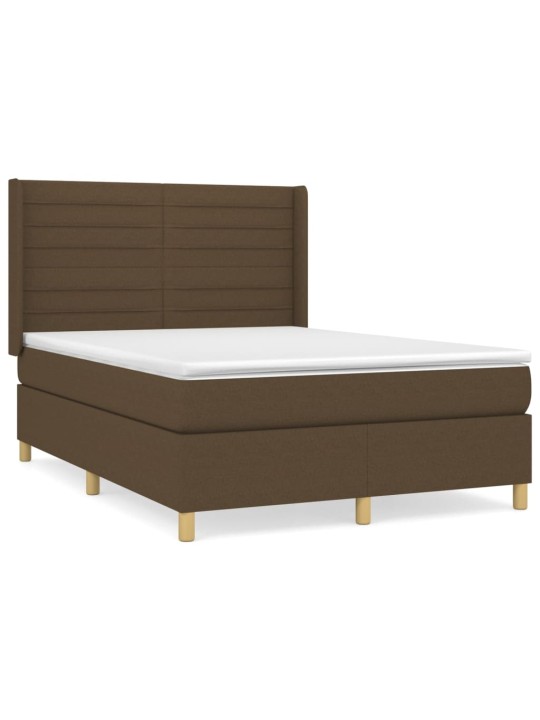 Box spring postel s matrací tmavě hnědá 140x200 cm textil