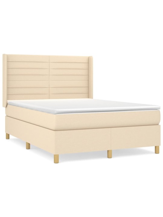 Box spring postel s matrací krémová 140x200 cm textil