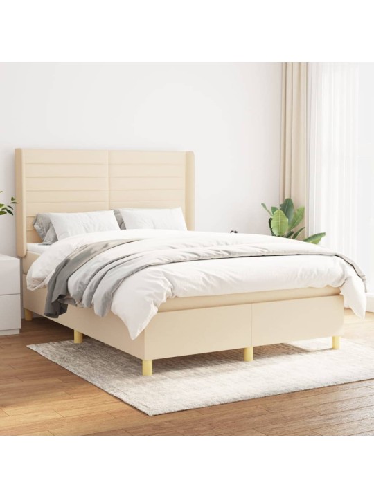 Box spring postel s matrací krémová 140x200 cm textil