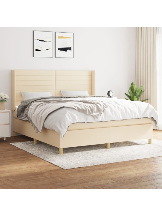Box spring postel s matrací krémová 160x200 cm textil