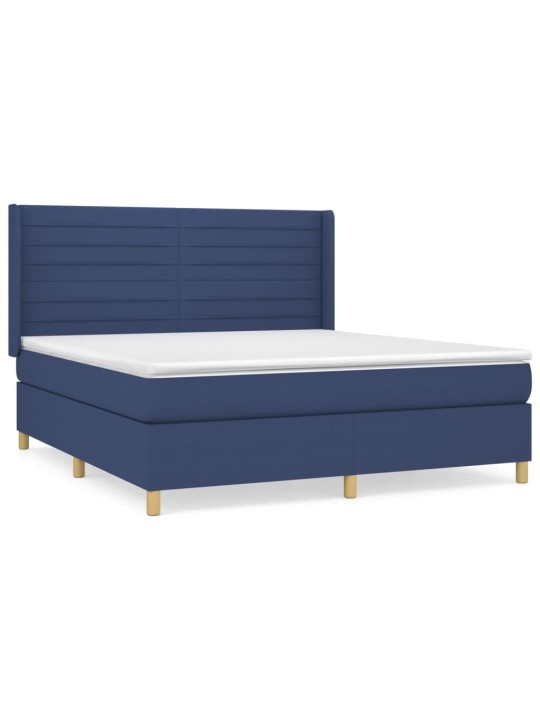 Box spring postel s matrací modrá 160x200 cm textil