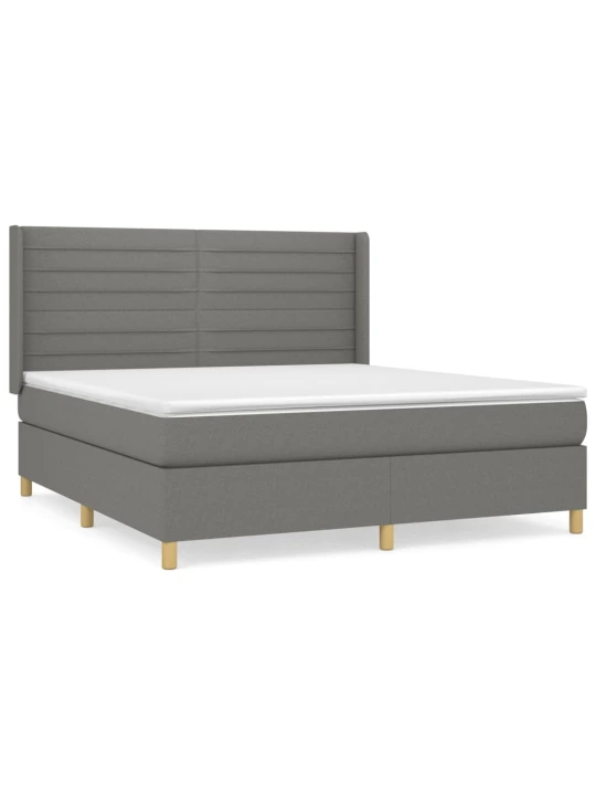 Box spring postel s matrací tmavě šedá 180x200 cm textil