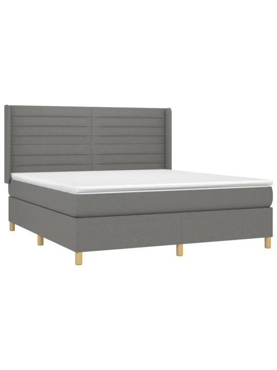 Box spring postel s matrací tmavě šedá 180x200 cm textil
