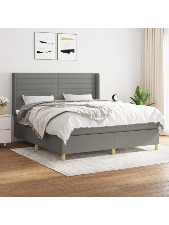 Box spring postel s matrací tmavě šedá 180x200 cm textil