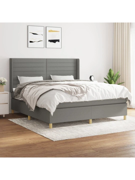 Box spring postel s matrací tmavě šedá 180x200 cm textil