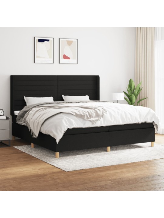 Box spring postel s matrací černá 200x200 cm textil