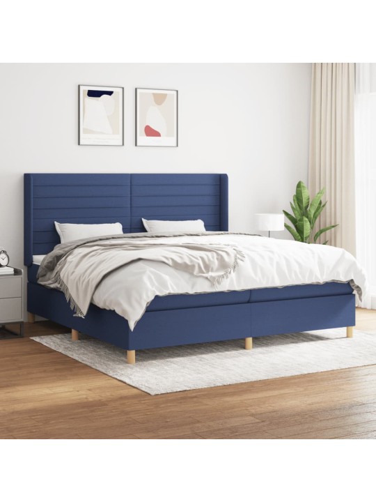 Box spring postel s matrací modrá 200x200 cm textil