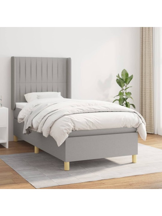Box spring postel s matrací světle šedá 80 x 200 cm textil