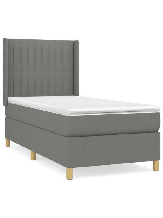 Box spring postel s matrací tmavě šedá 90x190 cm textil