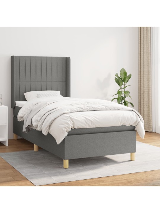 Box spring postel s matrací tmavě šedá 90x190 cm textil