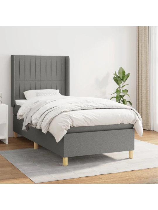 Box spring postel s matrací tmavě šedá 90x190 cm textil