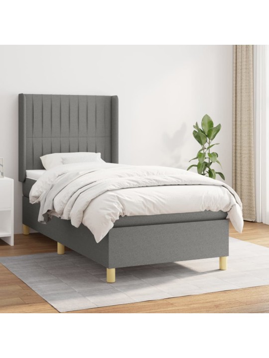 Box spring postel s matrací tmavě šedá 90x200 cm textil