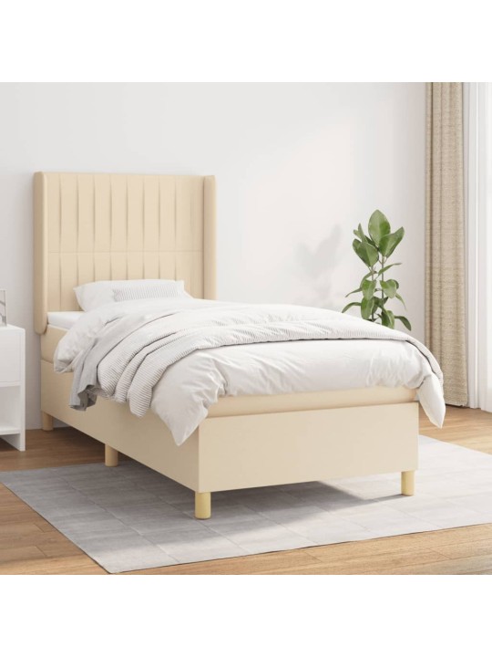 Box spring postel s matrací krémová 90x200 cm textil