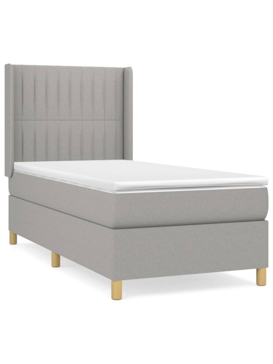 Box spring postel s matrací světle šedý 100 x 200 cm textil